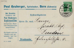 Schweiz Privat-Ganzsache Tellknabe 1912 Reklamekarte Paul Heuberger Kephirpastillen Bern - Otros - Europa