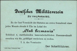 Chile Privat-Ganzsache Deutscher Militärverein Zu Valparaiso Club Germania - Otros - América