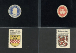 Siegelmarken / Wappenvignetten Kleiner Händlerbestand Mit Ca. 400 Stück Sortiert Nach PLZ - Werbepostkarten