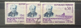 Num.1328 (0,50) Pierre Fidèle Bretonneau - Lot De 3 ( 2 Neufs Dont 1 Oblitéré) - Unused Stamps