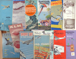 Luftfahrt/Flugzeuge U. Schifffahrt, Eisenbahn, 15 Reise-Prospekte Ab 30iger Jahre, U.a. KLM, SAS, Usw., Meist In Guter,  - Weltkrieg 1914-18