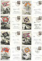 3. Reich Sonderpostkarte  KdF-Sammlergruppen Fahnen Serie Kpl. Tagesstempel Leuna 1941 - Autres & Non Classés