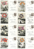 3. Reich Sonderpostkarte  KdF-Sammlergruppen Fahnen Serie Kpl. Tagesstempel Leuna 1941 - Altri & Non Classificati