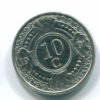 10 CENTS 1991 NETHERLANDS ANTILLES Nickel Colonial Coin #S11340.U.A - Antilles Néerlandaises