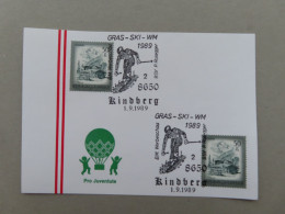 Österreich Pro Juventute - Mit Sonderstempel 1. 9. 1989 Kindberg, GRAS-SKI-WM (Nr.973) - Sonstige & Ohne Zuordnung