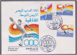 Mediterranean Games, Tennis, Discus Throw, Handball, Sports, Game, Algeria 1987 FDC - Tenis