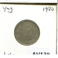 1 DINAR 1980 YUGOSLAVIA Moneda #AV138.E.A - Jugoslavia