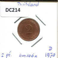 2 PFENNIG 1970 D WEST & UNIFIED GERMANY Coin #DC214.U.A - 2 Pfennig
