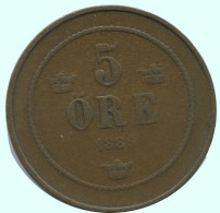 5 ORE 1889 SUÈDE SWEDEN Pièce #AC632.2.F.A - Svezia