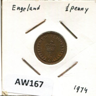 HALF PENNY 1974 UK GBAN BRETAÑA GREAT BRITAIN Moneda #AW167.E.A - 1/2 Penny & 1/2 New Penny