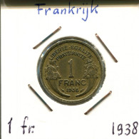 1 FRANC 1938 FRANKREICH FRANCE Französisch Münze #AM277.D.A - 1 Franc