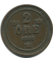 2 ORE 1895 SWEDEN Coin #AC987.2.U.A - Zweden
