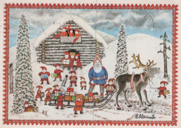 PÈRE NOËL Animaux NOËL Fêtes Voeux Vintage Carte Postale CPSM #PAK978.A - Santa Claus