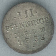 Mecklenburg-Schwerin KM-282 3 Pfennig 1833 - Piccole Monete & Altre Suddivisioni