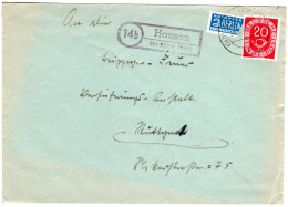BRD 1953, Landpost Stpl. 14b HAUSEN über Balingen Auf Brief M. 20 Pf. - Sammlungen