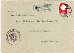 1942, Landpost Stpl. UNTERBRÜDEN über Backnang Auf Brief M. 12 Pf. Dienst  - Officials