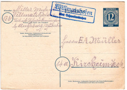 1946, Landpost Stpl. WILLMATSHOFEN über Schwabmünchen Auf 12 Pf. Ganzsache - Collections