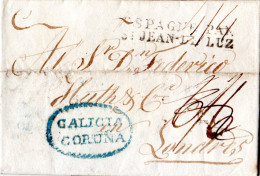 Spanien 1829, Brief M. Zierovalstpl. GALICIA CORUNA U. Korrigiertem Porto N. GB - Cartas & Documentos