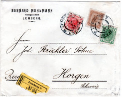 Österreich 1907, 5+10+60 H. Auf Reko Firmen Brief V. Lemberg I.d. Schweiz - Lettres & Documents