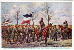 Laasphe, General Hutier, Vorbeimarsch Leibgarde Regiment, Gebr. Farb-AK  - Autres & Non Classés