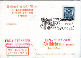 Österreich 1960, 2 S Auf Weihnachten Karte V. CHRISTKINDL N. Bethlehem Jordanien - Brieven En Documenten