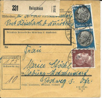 DR 1942, Paar 80+15 Pf. Auf Dringend Paketkarte V. REISCHACH. - Lettres & Documents