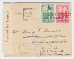 Australien 1940, 1+2d Auf Zensur Brief V. Melbourne N. USA. - Autres - Océanie