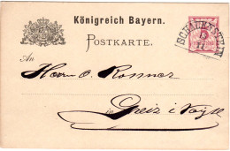 Bayern 1883, HKS SCHAUENSTEIN Klar Auf 5 Pf. Ganzsache - Lettres & Documents
