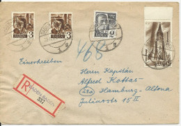 Franz. Zone 1948, 4 Marken Portirichtig Auf Einschreiben Brief V. Baden-Baden - Bade