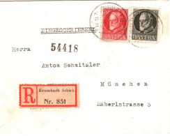 Bayern 1919, 25+10 Pf. Auf Einschreiben Brief V. Krumbach. #2669 - Briefe U. Dokumente