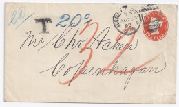 GB Dänemark 1893, Porto "32" öre F. Unterfr. Ganzsache Brief V. Manchester #1429 - Otros & Sin Clasificación