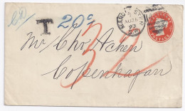 GB Dänemark 1893, Porto "32" öre F. Unterfr. Ganzsache Brief V. Manchester #1429 - Sonstige & Ohne Zuordnung