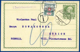 Österreich 1915, Ganzsache V. Wien  M. Schweiz Portomarke. #S224 - Lettres & Documents
