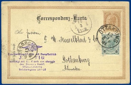 Österreich 1891, K1 Ottakring Auf Ganzsache M. Zusatzfr. N. Schweden. #S223 - Brieven En Documenten