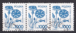 Pologne - République 1981 - 1990   Y & T N °  3058 Bande De 3  Oblitérés - Gebraucht