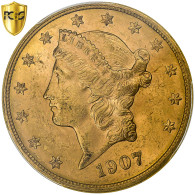 États-Unis, 20 Dollars, Liberty, 1907, Denver, Or, PCGS, MS63, KM:74.3 - 20$ - Double Eagles - 1907-1933: Saint-Gaudens