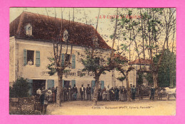 F-64-Escos-04Ph100  Le Restaurant Danty, épicerie, Mercerie, Animation, Cpa Colorisée BE - Autres & Non Classés