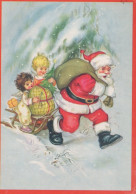 WEIHNACHTSMANN SANTA CLAUS ENGEL WEIHNACHTSFERIEN Vintage Postkarte CPSM #PAK140.DE - Santa Claus