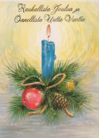 Bonne Année Noël BOUGIE Vintage Carte Postale CPSM #PBA156.FR - Año Nuevo