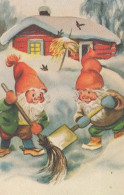 Neujahr Weihnachten GNOME Vintage Ansichtskarte Postkarte CPSMPF #PKG528.DE - Nouvel An