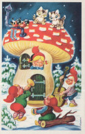 Neujahr Weihnachten GNOME Vintage Ansichtskarte Postkarte CPSMPF #PKD589.DE - Nouvel An