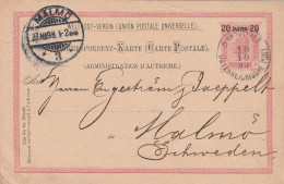 Levant Autrichien Entier Postal Smyrna Pour La Suède 1895 - Oostenrijkse Levant