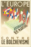 Guerre 40 CAD Bolchévisme Contre Europe Paris 16 4 1942 CP Carte L'Europe En Marche Contre Bolchévisme - Guerra Del 1939-45