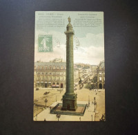 France - Paris - 75 - Place Et Colonne Vendôme Avec Timbre 1923 - Plätze