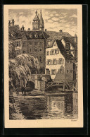 Künstler-AK Esslingen, 31. Schwäb. Liederfest 1925, Festpostkarte, Ortspartie Am Wasser, Ganzsache  - Cartoline