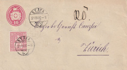 Suisse Entier Postal Stäfa 1880 - Entiers Postaux