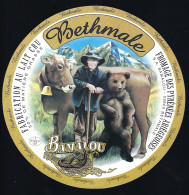 Etiquette Fromage Des Pyrennées Au Lait Cru  Bamalou à Bethmale Ariege 09  " Vache, Ourson" - Fromage