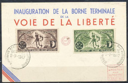 TIMBRE STAMP ZEGEL BELGIQUE ASSOCIATION BELGO-AMERICAINE INAUGURATION DE LA BORNE TERMINALE VOIE DE LA LIBERTE 1947 - Guerre 40-45 (Lettres & Documents)