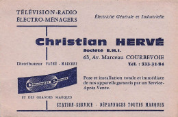 Courbevoie - Christion Hervé - Television - Radio - Avenue Marceau  63 -  Carte De Visite   -   CPA °J - Courbevoie