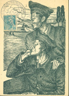 Guerre 40 YT N°549 Mercure CAD Illustré Ange Au Sourire Salon Du Prisonnier Reims 15 5 44 - Guerra Del 1939-45